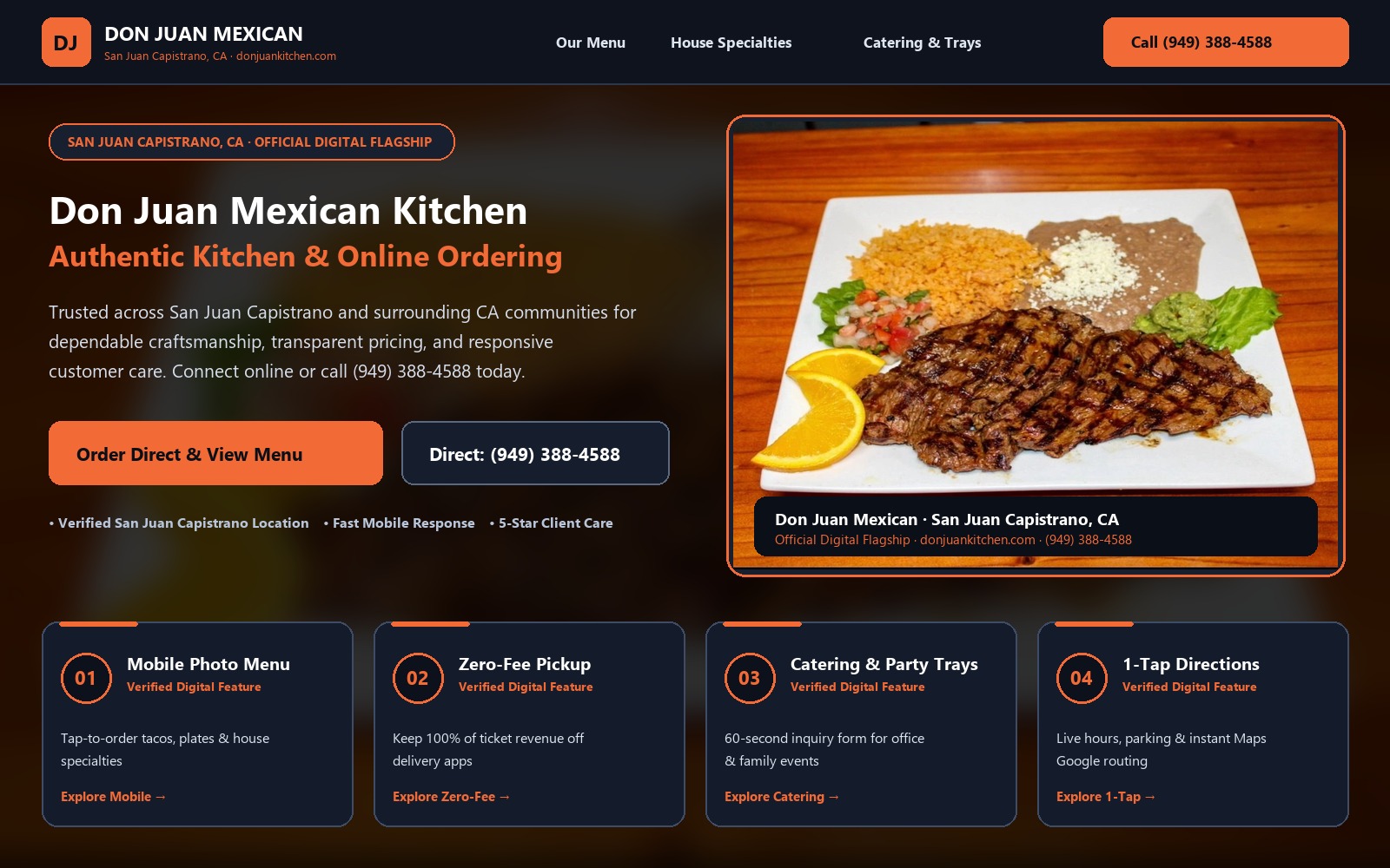 Proposed Don Juan Mexican Kitchen and Bar homepage preview